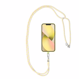 SWING (6mm) telefono dirželis, telefono pakabukas su reguliuojamu ilgiu / virvelės ilgis 165 cm (maks. 82,5 cm kilpoje) / ant peties arba kaklo – pilkas–geltonas