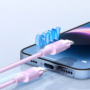 Orico CDX 60W 3A Power Delivery USB-C - USB-C 1m kabelis - violetinis