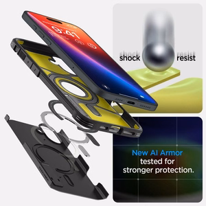 Spigen Tough Armor Magnetinis dėklas su stovu iPhone 16 - juodas