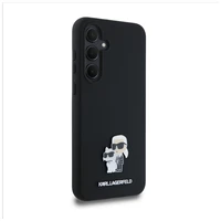 Karl Lagerfeld Silikoninis Karl&Choupette Metal Pin dėklas Samsung Galaxy A35 - juodas
