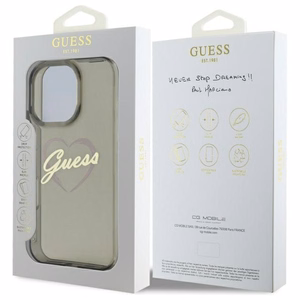 Guess IML Heart dėklas telefonui iPhone 16 Pro - juodas