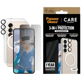 CARE by PanzerGlass Flagship 3in1 dėklas + privatumo stiklas + lęšis Samsung Galaxy S25+