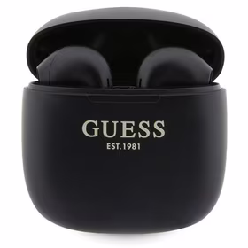 Guess GUTWST26PSK TWS Bluetooth ausinės + įkrovimo stotelė - juodos Classic EST logotipas