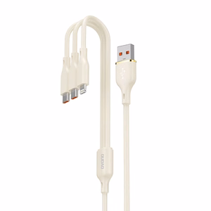 Dudao L7SE 3in1 USB-A - 2x USB-C / Lightning kabelis 66W 1.2m - smėlio spalvos