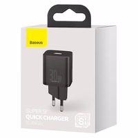 Baseus Super Si 1C greito įkrovimo įkroviklis USB Type C 30W Power Delivery Quick Charge juodas (CCSUP-J01)