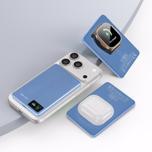 Blavec BJ-03 5000 mAh itin plonas magnetinis išorinis akumuliatorius su „MagSafe“, 7,8 mm, USB-C, 22,5 W, 3 viename (PBBJ03-MC5LB) (spalva: šviesiai mėlyna; aliuminio korpusas)
