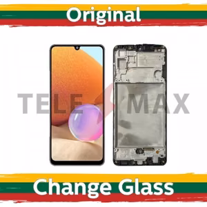 Ekranas skirtas Samsung A325 A32 4G juodas su rėmeliu (Atnaujintas: Telemax)