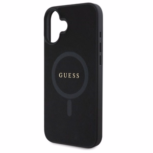 Guess Saffiano Classic Logo Magnetinis dėklas iPhone 16 - juodas