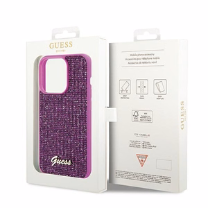 Guess Disco Metal Script dėklas telefonui iPhone 14 Pro Max – fuksijos