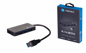 NATEC šakotuvas USB 3.0 Moth (4 prievadai, juodas)