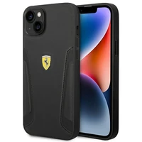 Dėklas telefonui Ferrari FEHCP14MRBUK iPhone 14 Plus 6.7 juodas odinis šonų įspaudas