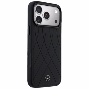 Mercedes odinis MagSafe dėklas su sukryžiuotomis linijomis iPhone 17 Pro Max, juodas