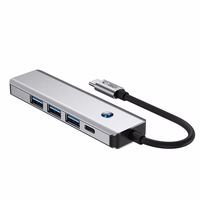 Tech-Protect HB01 HUB adapteris 5in1 USB-C + USB3.0 + HDMI 4K 60Hz + PD100W - pilkas