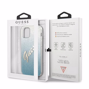 Guess GUHCP12SPCUGLSBL iPhone 12 mini 5.4" mėlynas/mėlynas kietas dėklas Glitter Gradient Script