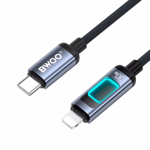 BWOO X324CL pintas greito įkrovimo kabelis su šviesos indikacija PD 27W USB-C - Lightning