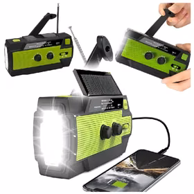 Radijo imtuvas RC-K-1394 su saulės elementu (FLASHLIGHT POWERBANK 4000mAh AM FM SOS USB)