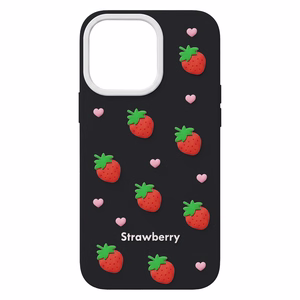 Braškių dėklas, skirtas iPhone 17 Pro Max / 18 Pro Max 6,9'', juodas