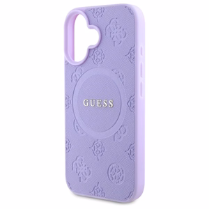Guess Saffiano Peony Classic Logo Magnetinis dėklas iPhone 16 Plus - violetinis