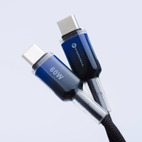 FORCELL F-ENERGY C354 kabelis Type C į Type C QC4.0 PD 3A 60W Gradientinis 1 m juodas