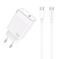 JELLICO sieninis įkroviklis C105 GaN PD 45W 1xUSB-C + laidas USB-C - USB-C baltas