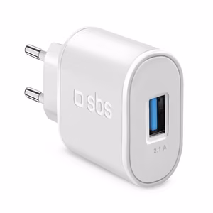 SBS TETR1USB2AWFAST 10W USB-A sieninis įkroviklis - baltas