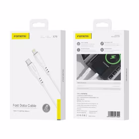 FONENG laidas X75 USB-C - Lightning PD 27W 1M baltas