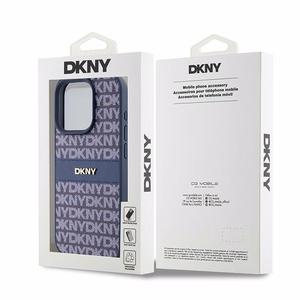 DKNY Odinis mono juosta ir metalinis logotipas dėklas telefonui iPhone 15 Pro - mėlynas