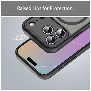 Juodas magnetinis matinis PC ir TPU dėklas iPhone 18 Pro Max / 17 Pro Max, atsparus kritimams