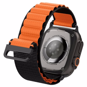 SPIGEN WBF1 dirželis APPLE WATCH 6 / 7 / 8 / 9 / 10 / SE / ULTRA 1 / 2 (44 / 45 / 46 / 49 MM) juodas/oranžinis