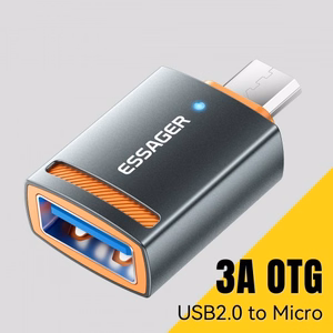 Adapteris Essager "HuntUM" Juodas (In: USB / Out: MicroUSB)
