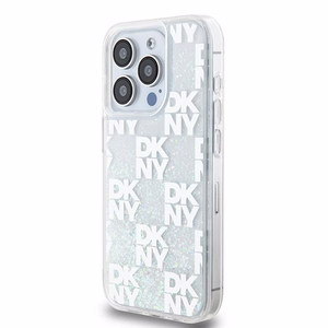 DKNY skystojo blizgučio daugiologo dėklas telefonui iPhone 15 Pro - baltas