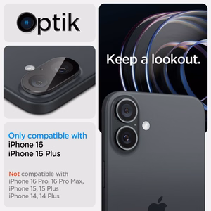 Spigen Optik GLAS.TR kameros apsauga 2-PACK iPhone 16 / 16 PLUS - juoda