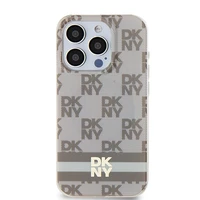 DKNY IML languotas mono raštas ir spausdintos juostos magnetinis dėklas iPhone 13 Pro / 13 - smėlinis