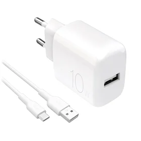 Puro PROLITE 10W USB-A sieninis įkroviklis + USB-A - USB-C kabelis 1.2m - baltas