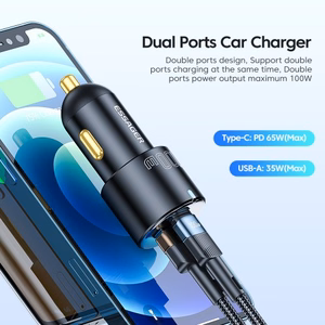 Automobilinis įkroviklis Essager Fan juodas 66W (2xPD)
