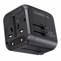 Universalus kelioninis įkroviklis Choetech PD5008 30W USB-C/3xUSB-A juodas
