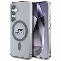 Dėklas telefonui Karl Lagerfeld Button Karl & Choupette Heads Išspausdintas logotipas MagSafe Samsung Galaxy S25 - juodas