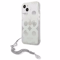 Guess GUHCP13SKPESI iPhone 13 mini 5.4" sidabrinis kietasis dėklas Peony Chain kolekcija