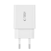 Tech-Protect C35W 2x USB-C PD 35W sieninis įkroviklis su USB-C / Lightning kabeliu - baltas