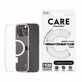 CARE by PanzerGlass Urban Combat Magnetinis dėklas telefonui iPhone 15 Pro Max - baltas