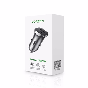 Ugreen CD130 USB-A / USB-C 30W автомобильное зарядное устройство - серое