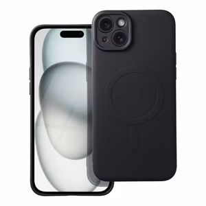 Silicone Mag Cover dėklas (MagSafe), skirtas iPhone 15 Plus, juodas