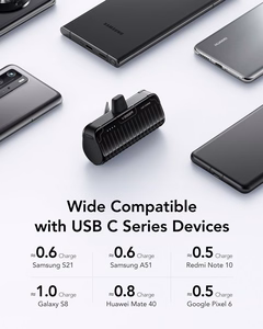 VEGER išorinė baterija 5000 mAh su įmontuotu jungtimi Type C PlugOn PD QC3.0 3A 20W W0558 juoda