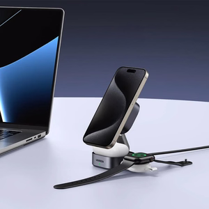 Ugreen W702 3in1 indukcinis įkroviklis su MagSafe / Qi2 ir USB-C telefonui / ausinėms juodas