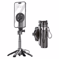 Blavec Selfie lazda Aluminium Coco Mini P-05 MagSafe trikojis stovas + nuotolinio valdymo + laikiklis 0,41 metro - juodas