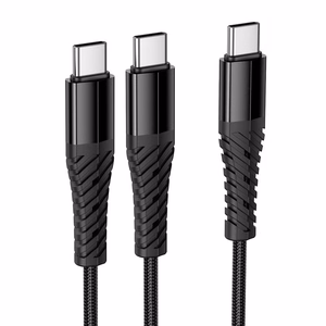 Kabelis 2in1 USB C į USB C+C Hoco 1 m X123 juodas