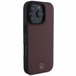Mercedes MB Tekstūruotas ir paprastas odinis MagSafe dėklas iPhone 16 Pro - Raudonas