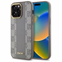 DKNY Odinis languotas mono raštas Magnetinis dėklas telefonui iPhone 14 Pro Max - smėlio spalvos