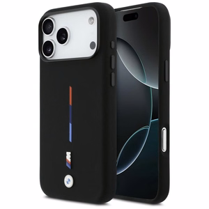 BMW M Silicon Tricolor Line MagSafe deklas iPhone 17 Pro Max - juodas