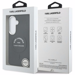 Karl Lagerfeld Embossed Ring RSG Logo MagSafe dėklas Samsung Galaxy S26+ juodas